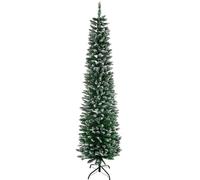 HOMCOM Albero di Natale Slim con 570 Rami, Albero di Natale Innevato Artificiale Alto e Stretto con Base Rimovibile e Pieghevole, Φ53x190cm, Verde