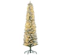 Homcom Albero di Natale Snowy 180 cm con 150 Luci Led 329 Rami Verde Bianco