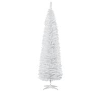 HOMCOM Albero di Natale stretto 210 cm, albero artificiale con 499 rami, base in plastica smontabile, facile da montare, per soggiorno interno, bianco
