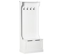 HOMCOM Appendiabiti con Panca Contenitore in MDF, per Casa e Ingresso, Max.100kg - 71.5 x 39.5 x 170cm, Bianco