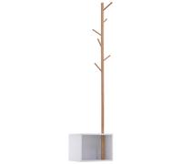 HOMCOM Appendiabiti con Panchina Cubo 6 Ganci, Bianco, 40x30x180cm