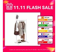 Homcom Appendiabiti con Ruote 5 Ganci Barra Appendiabiti e Mensola Inferiore per Ingresso Corridoio 68X43X171 cm Bianco