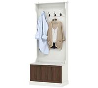 HOMCOM Appendiabiti da Ingresso con Panca Contenitore e 4 Ganci in MDF