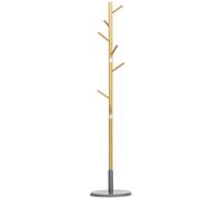 Homcom Appendiabiti da ingresso con 8 ganci per appendere borse a forma di albero Ø37,8X175,6 cm Naturale e Grigio