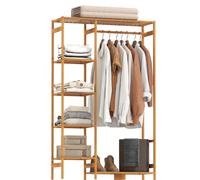 HOMCOM Appendiabiti da Ingresso in Bambù 90x30x145 cm Legno Naturale | Scaffale a 6 Livelli, Barra Appendiabiti, Stender Attaccapanni, per Soggiorno e Ingresso, Design Moderno