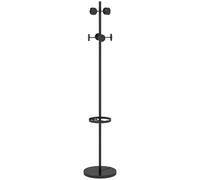 Homcom Appendiabiti da Piede con Portaombrelli con 12 Ganci per Appendere Borse per Abiti Ombrelli a Forma di Albero Ø34X177 cm Nero