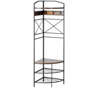 HOMCOM Appendiabiti da Terra Angolare con Panca e Scarpiera in Stile Industriale, 50x50x183cm, Marrone Aosom