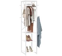 HOMCOM Appendiabiti da Terra con 3 Ripiani e Asta 38.5x30x170 cm Bianco