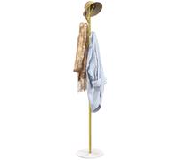 HOMCOM Appendiabiti da Terra con 8 Ganci Base in Marmo e Acciaio Ø32x164cm Oro