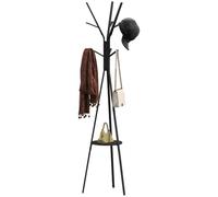 HOMCOM Appendiabiti da Terra di Design per Ingresso 45x45x180cm Nero | Appendiabiti Verticale Moderno, Attaccapanni da Terra, Elegante, 3 Aste, 9 Ganci