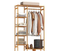 HOMCOM Appendiabiti in Bambù con 6 Ripiani e Barra Attaccapanni Legno Naturale