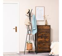 Homcom Appendiabiti in metallo a forma di albero Appendiabiti per appendere borse per vestiti 6 ganci con 2 ripiani 32,5X45,5X182Cm