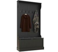 HOMCOM Appendiabiti scarpiera con panca, 5 ganci, 96 x 34 x 179,7 cm, nero