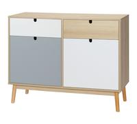 HOMCOM Mobiletto Multiuso Stile Nordico, Armadietto Due Ante con Cassetti per Cucina e Ingresso, 100x40x79.5cm, Multicolore
