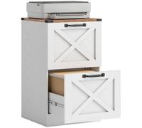 HOMCOM Armadietto 2 cassetti con guide silenziose, per Letter/A4, Bianco | Schedario verticale in stile fattoria, guide appendiabiti regolabili, supporto stampante con vano, home office