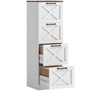 HOMCOM Armadietto 4 cassetti con guide silenziose, per Letter/A4, Bianco | Schedario verticale in stile fattoria, guide appendiabiti regolabili, supporto stampante con vano, home office
