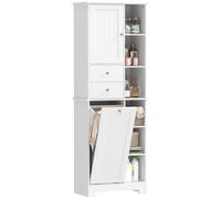 HOMCOM Armadietto Alto da Bagno con 2 Cassetti, 171 cm, Bianco