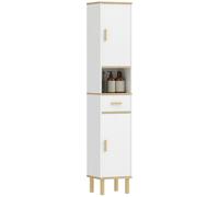HOMCOM Armadietto Alto da Bagno con Cassetto, 172 cm, Bianco