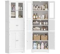 HOMCOM Armadietto alto da bagno moderno 60x30x170,5cm Bianco
