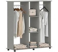 HOMCOM Armadietto armadio mobile con 6 ruote, 120 x 40 x 128 cm, in legno, grigio