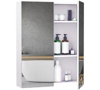 HOMCOM Armadietto Bagno 2 Ante con Specchio e 2 Ripiani Interni 60x15x75cm