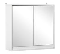 HOMCOM Armadietto Bagno a 2 Ante con Specchi e Ripiano Regolabile in MDF Bianco