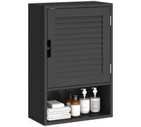 HOMCOM Pensile Bagno con Ripiano e Anta Ammortizzata 40x20x60 cm Nero