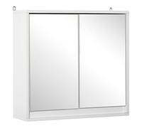 HomCom Armadietto da bagno 2 ante con specchio, ripiano regolabile in MDF 48x14,5x45 cm Bianco