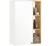 HOMCOM Armadietto Bagno Pensile a Parete con 3 Mensole Aperte Bianco e Legno