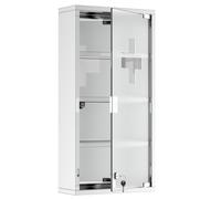 HomCom Armadietto Medicinale Cassetta Porta Medicina a Quattro Ripiani in Acciaio Inox 30x12x60cm Aosom