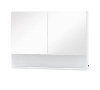 HOMCOM Armadietto con Specchio a Muro Luci LED Ripiano Aperto Ripiano Regolabile
