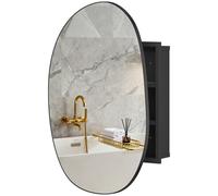 HOMCOM Armadietto con Specchio a Parete ad Anta Singola con 3 Ripiani Nero