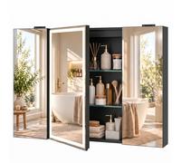 HOMCOM Armadietto con Specchio Antiappannamento, Nero