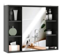 HOMCOM Armadietto con Specchio in Truciolato e MDF Nero