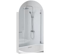 HOMCOM Armadietto da bagno a parete, moderno, con specchio ad arco senza cornice e ripiani in vetro regolabili, 40 x 12 x 80 cm, bianco