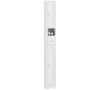 HOMCOM Armadietto da bagno alto, moderno armadietto da bagno sottile con ante ad arco, cassetto e ripiano aperto, armadietto stretto con ripiani regolabili, 20 x 20 x 185 cm, bianco