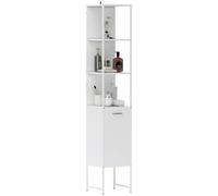 HOMCOM Armadietto da bagno alto, sottile, con 3 ripiani aperti e ripiano regolabile, armadio autoportante, 33 x 33 x 185 cm, bianco