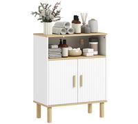 HOMCOM Armadietto da Bagno Autoportante Moderno 30x30x80 cm Bianco e Legno