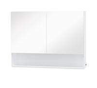 HOMCOM Armadietto da Bagno con Specchio a Muro, con Luci a LED, Ripiano Aperto e Ripiano Interno Regolabile, in Vetro e MDF, 80x15x60cm Aosom Italy