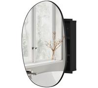 HOMCOM Armadietto da Bagno con Specchio, Forma Irregolare, Nero