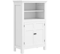 HOMCOM Armadietto da bagno moderno autoportante con ripiani aperti, armadio con ante e ripiani regolabili, bianco