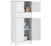 HOMCOM Armadietto da cucina con armadi, cassetti e ripiani regolabili, credenza, cucina e stoviglie, mobiletto per soggiorno, sala da pranzo, 60 x 30 x 128 cm, bianco