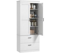 HOMCOM Armadietto da cucina, credenza cucina, credenza e armadio, con ripiani regolabili e 2 cassetti, stile moderno, 75 x 39 x 178 cm, grigio