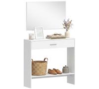 HOMCOM Armadietto da ingresso, 2 pezzi, con specchio, cassetto, ripiano, bianco