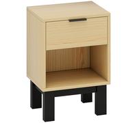HOMCOM armadietto da notte con cassetto e vano aperto, comodino per camera da letto e soggiorno, 35x26x50 cm, rovere Aosom Italy