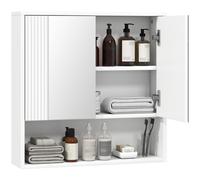 HOMCOM Armadietto da Parete con Chiusura Morbida, 60x15x50 cm, Bianco