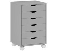 HOMCOM Armadietto da scrivania mobile 6 cassetti Grigio | Supporto stampante con ruote, guide scorrevoli silenziose, per ufficio, casa