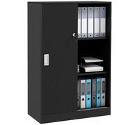 HOMCOM Armadietto da Ufficio a 3 Ripiani con 2 Chiavi di Sicurezza e Ante Scorrevoli, 80x40x120 cm, Nero