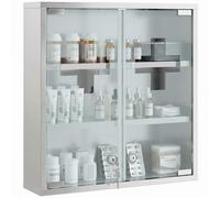HOMCOM Armadietto dei Medicinali da Parete, 48x46x12 cm, Argento