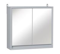 HOMCOM Armadietto Doppia Porta a Vetro con Ripiano Regolabile da Bagno da Parete